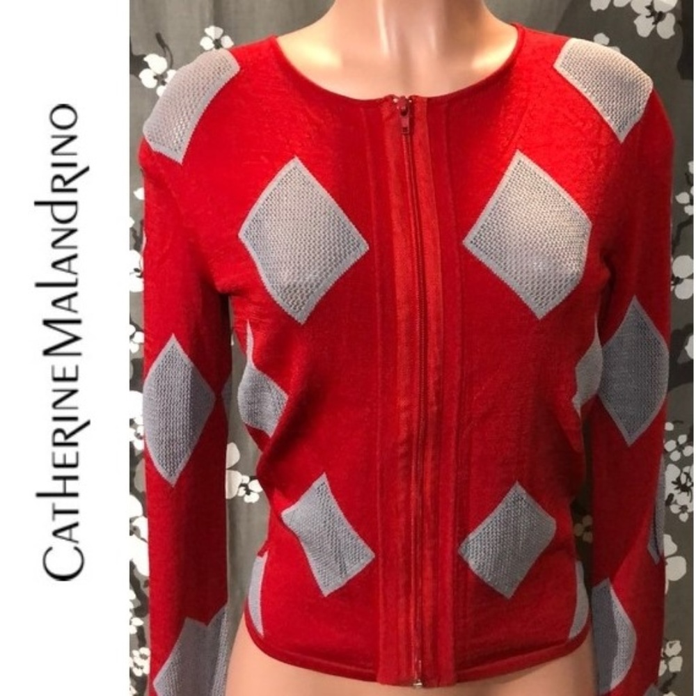 NWT Knit Harlequin Zipper Sweater